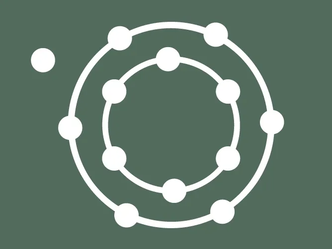 A circle with eight dots in it