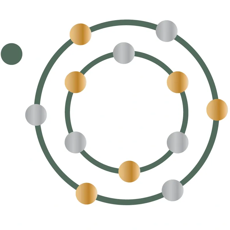 A circle with multiple circles on it and one dot in the middle.